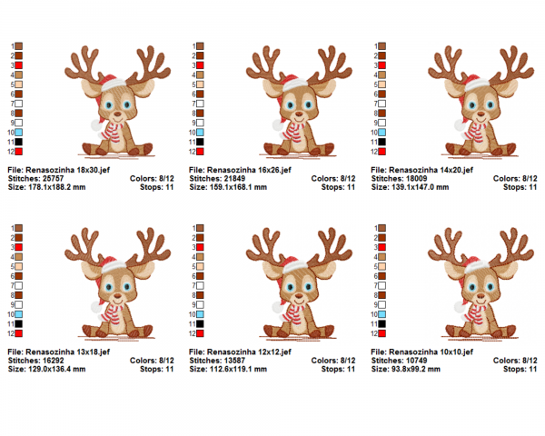 Christmas Deer Embroidery Design - Machine Embroidery - 6 Sizes - Instant Download Machine Embroidery Designs
