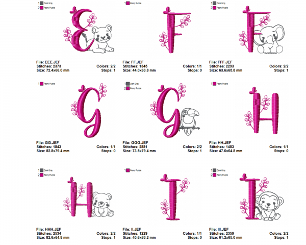 Alphabet With Animal Embroidery Design Bundle - Monogram - Font -Machine Embroidery - 2 Types - Instant Download Machine Embroidery Designs