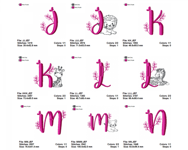 Alphabet With Animal Embroidery Design Bundle - Monogram - Font -Machine Embroidery - 2 Types - Instant Download Machine Embroidery Designs