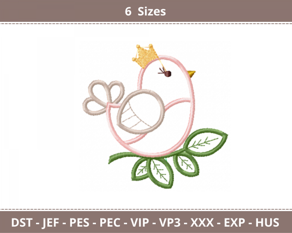 Bird Embroidery Design - Machine Embroidery - 6 Sizes - Instant Download Machine Embroidery Designs