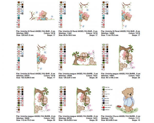 Teddy Bear Embroidery Design Bundle - Machine Embroidery Pattern- 4 Sizes - 7 Types  – Instant Download Machine Embroidery Designs