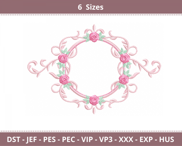 Creative Floral Frame Embroidery Design - Machine Embroidery - 6 Sizes - Instant Download Machine Embroidery Designs