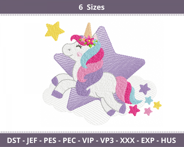 Unicorn Embroidery Design - Machine Embroidery - 6 Sizes - Instant Download Machine Embroidery Designs