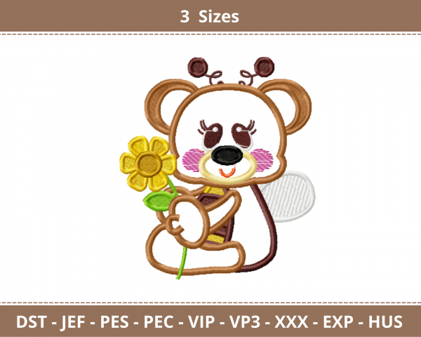 Teddy Bear Embroidery Design - Machine Embroidery Pattern- 3 Sizes – Instant Download Machine Embroidery Designs