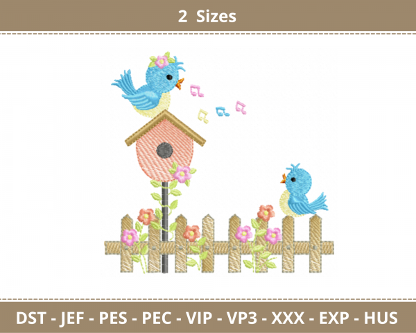 Creative Bird Embroidery Design - machine Embroidery Pattern - 2 Sizes - Instant Download Machine Embroidery Designs