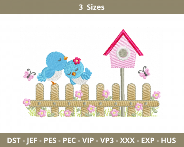 Creative Love Birds Embroidery Design - machine Embroidery pattern - 3 Sizes - Instant Download Machine Embroidery Designs