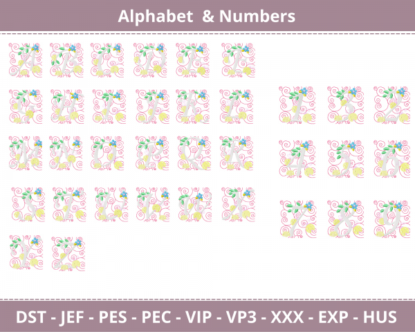 Alphabet & Numbers  Embroidery Design  Bundle - Font - Monogram - Numbers - Machine Embroidery - Instant Download Machine Embroidery Designs