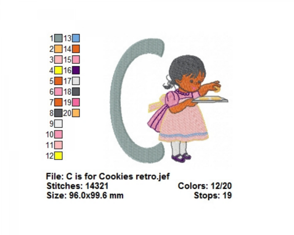Alphabet With Children Letter C Embroidery Design - Machine Embroidery Pattern - Instant Download Machine Embroidery Designs