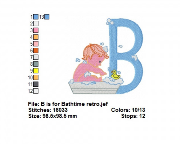 Alphabet With Children Letter B Embroidery Design - Machine Embroidery Pattern - Instant Download Machine Embroidery Designs