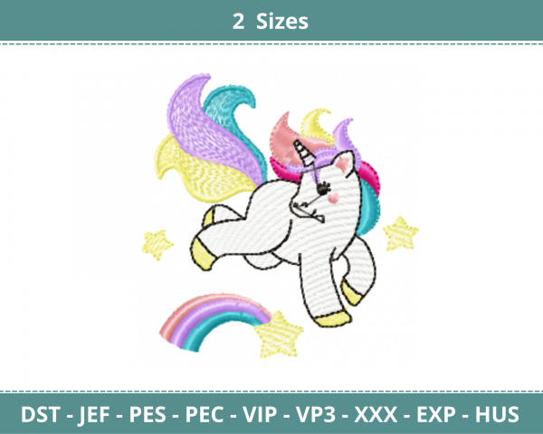 Unicorn Embroidery Design - Machine Embroidery Pattern - 2 Sizes - Instant Download Machine Embroidery Designs