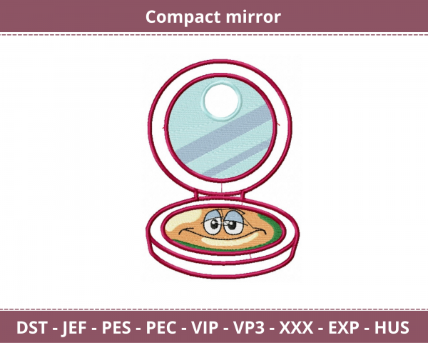 Compact Mirror Embroidery Design - Machine Embroidery Pattern - Instant Download Machine Embroidery Designs