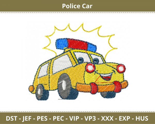 Police Car Embroidery Design - vehicle - Machine Embroidery - Instant Download Machine Embroidery Designs