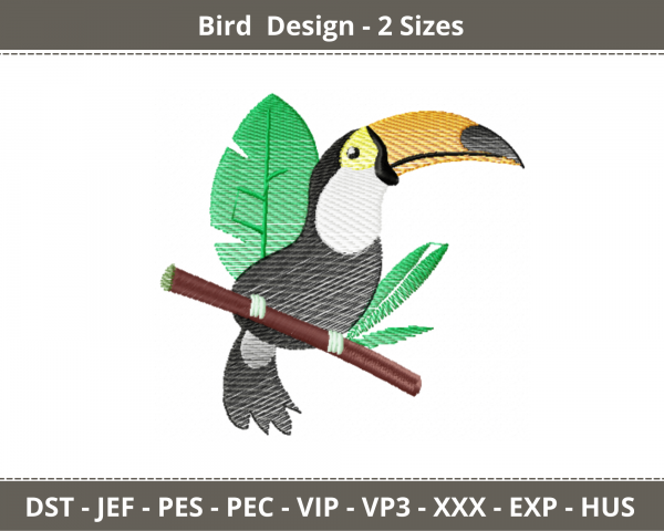Bird Embroidery Design - Machine Embroidery Pattern - 2 Sizes - Instant Download Machine Embroidery Designs