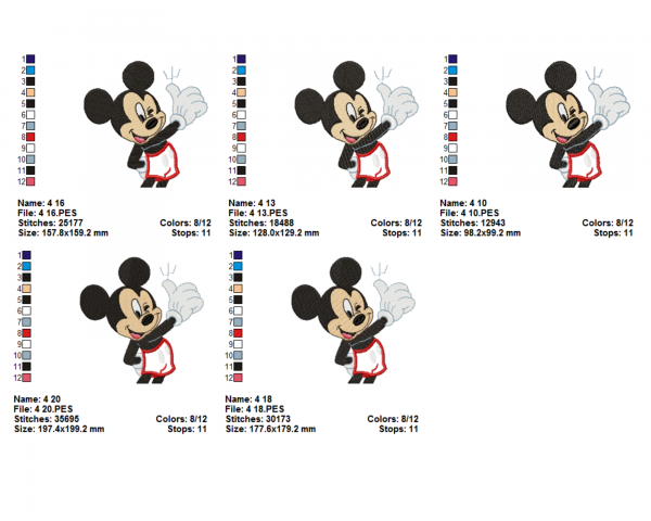 Mickey Mouse Embroidery Design - Cartoon - Machine Embroidery Pattern - 5 Sizes - Instant Download Machine Embroidery Designs