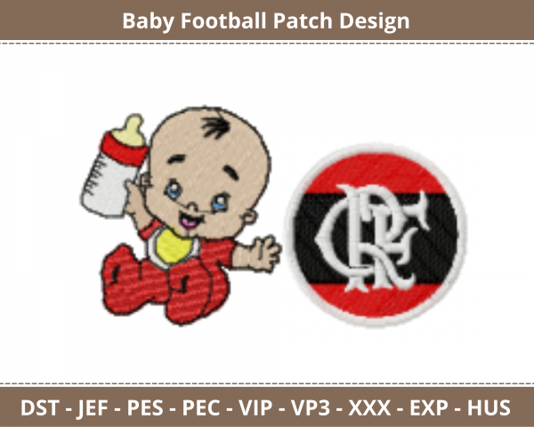 Baby Football Patch Embroidery Design - Machine Embroidery Pattern - Instant Download Machine Embroidery Designs