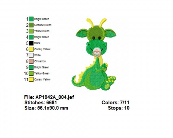Baby Dinosaur Embroidery Design - Dino - machine Embroidery Pattern - Instant Download Machine Embroidery Designs