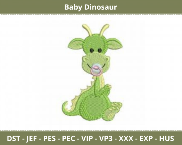 Baby Dinosaur Embroidery Design - Dino - machine Embroidery Pattern - Instant Download Machine Embroidery Designs