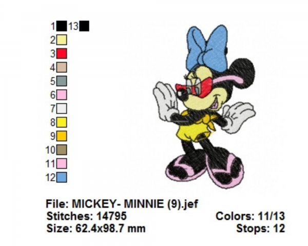 Mickey Mouse Embroidery Design - Disney Cartoon - Machine Embroidery Pattern  - Instant Download Machine Embroidery Designs
