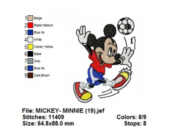 Mickey Mouse Embroidery Design - Disney Cartoon - Machine Embroidery Pattern  - Instant Download Machine Embroidery Designs