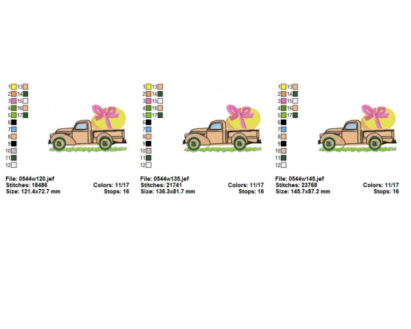 Pickup Truck Embroidery Design - Machine Embroidery Pattern - 3 Sizes - Instant Download Machine Embroidery Designs