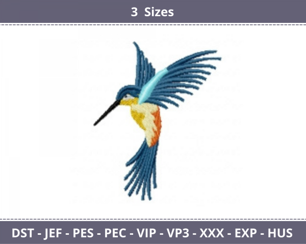 Humming bird Embroidery Design - Machine Embroidery Pattern - 3 Sizes - Instant Download Machine Embroidery Designs