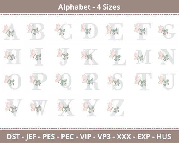 Alphabets Embroidery Design - Monogram - Font - Machine Embroidery Pattern – 4 Sizes -  Instant Download Machine Embroidery Designs