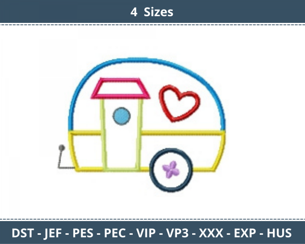 Applique Valentine Vehicle Embroidery Design - Machine Embroidery Design - 4 Sizes - Instant Download Machine Embroidery Designs