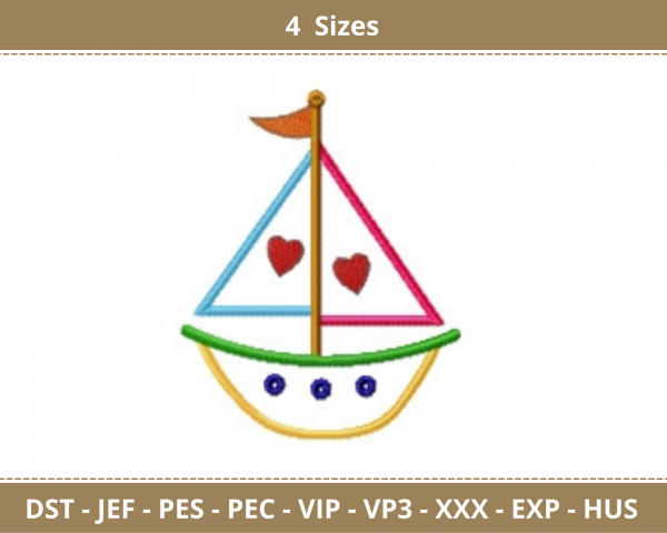 Applique Valentine Vehicle Embroidery Design - Machine Embroidery Design - 4 Sizes - Instant Download Machine Embroidery Designs
