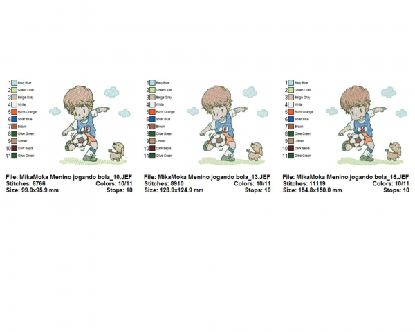 Boy Playing Football Embroidery Design - Machine Embroidery Pattern - 3 Sizes - Instant Download Machine Embroidery Designs