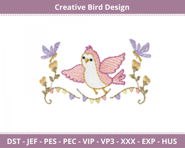 Creative Bird Embroidery Design - machine Embroidery Pattern - Instant Download Machine Embroidery Designs