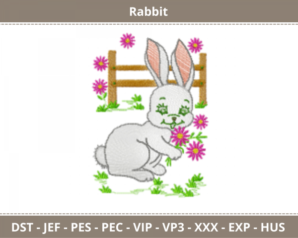 Rabbit  Embroidery Design - Animal - Machine Embroidery Pattern - Instant Download Machine Embroidery Designs