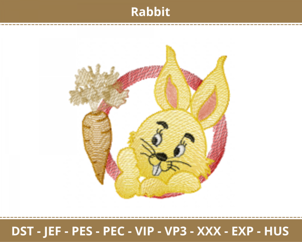 Rabbit  Embroidery Design - Animal - Machine Embroidery Pattern - Instant Download Machine Embroidery Designs