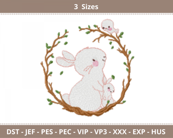 Rabbit  Embroidery Design - Animal - Machine Embroidery Pattern - 3 Sizes - Instant Download Machine Embroidery Designs