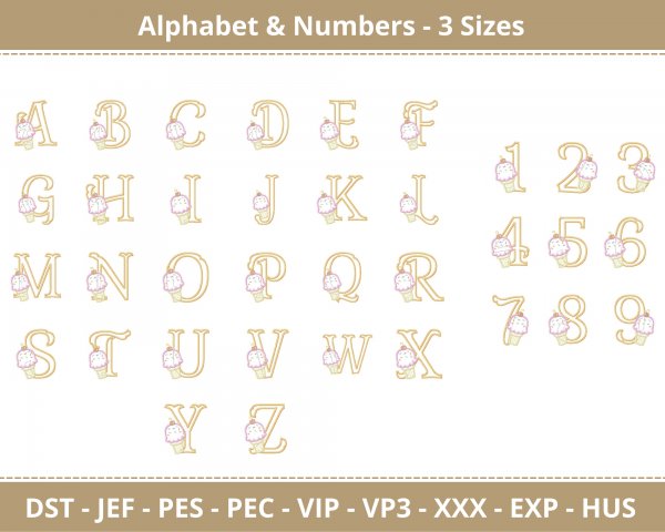 Alphabet & Numbers  Embroidery Design  Bundle - Font - Monogram - Numbers - Machine Embroidery - 3 Sizes - Instant Download Machine Embroidery Designs