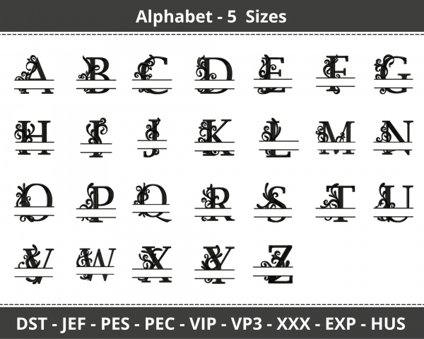 Alphabets Embroidery Design - Monogram - Font - Machine Embroidery Pattern – 5 Sizes - Instant Download Machine Embroidery Designs