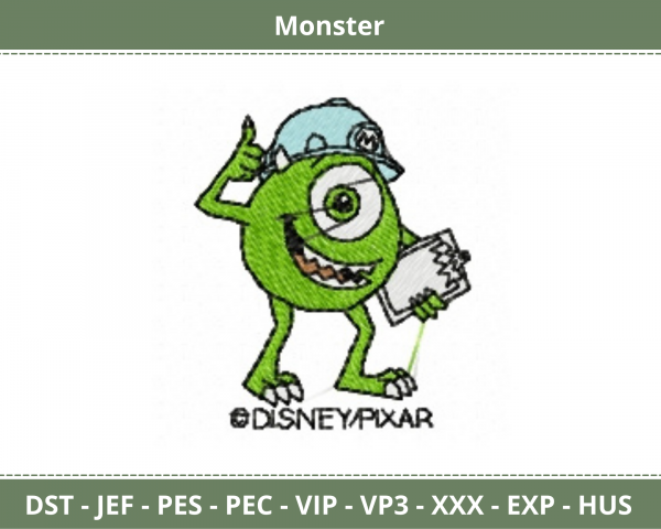Monster Embroidery Design - Machine Embroidery Pattern - Instant Download Machine Embroidery Designs