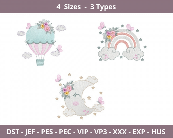 Creative Embroidery Design - machine Embroidery Pattern - 3 Types - 4 Sizes - Instant Download Machine Embroidery Designs