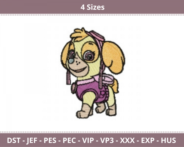 Paw Patrol Dog Embroidery Design - Machine Embroidery Pattern - 4 Sizes - Instant Download Machine Embroidery Designs