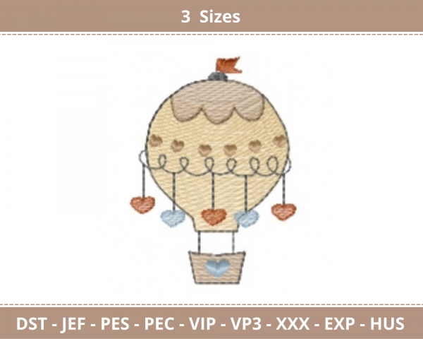 Creative Air Balloon Embroidery Design - machine Embroidery Pattern - 3 Sizes - Instant Download Machine Embroidery Designs