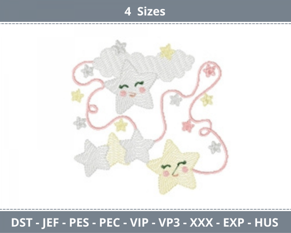 Creative Stars Embroidery Design - Machine Embroidery Pattern - 4 Sizes - Instant Download Machine Embroidery Designs