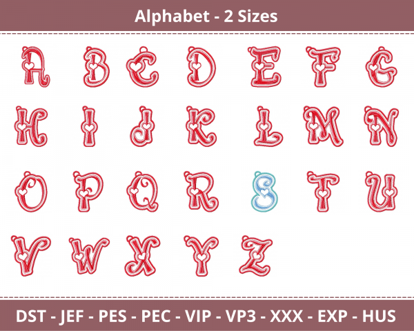 Alphabets Embroidery Design - Monogram - Font - Machine Embroidery Pattern – 2 Sizes - Instant Download Machine Embroidery Designs