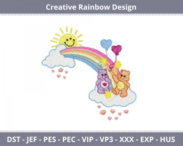 Creative Rainbow Embroidery Design - machine Embroidery Pattern - Instant Download Machine Embroidery Designs