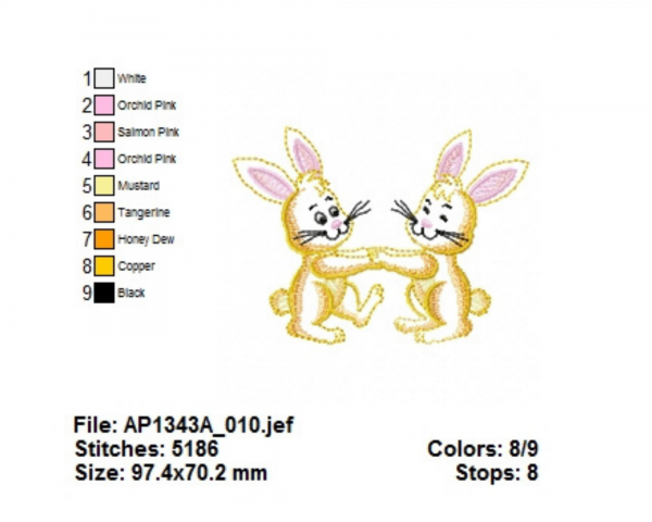 Rabbit  Embroidery Design - Animal - Machine Embroidery Pattern - Instant Download Machine Embroidery Designs
