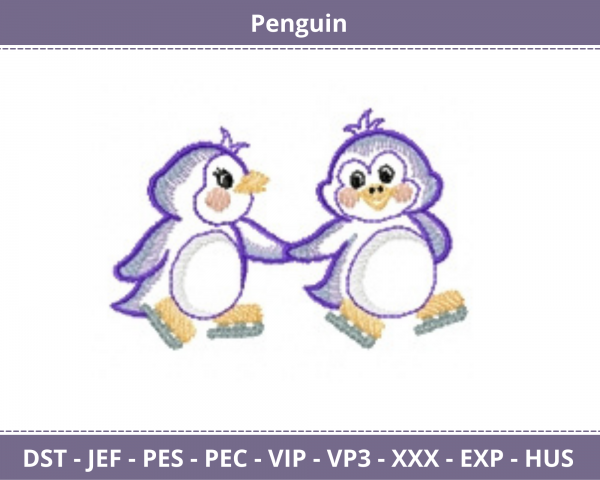 Penguin Embroidery Design - Machine Embroidery Pattern - Instant Download Machine Embroidery Designs