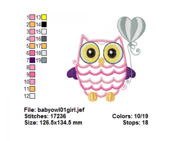 Baby Owl Bird Embroidery Design - Machine Embroidery Pattern - Instant Download Machine Embroidery Designs