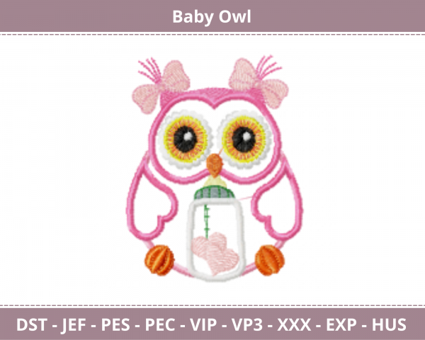 Baby Owl Bird Embroidery Design - Machine Embroidery Pattern - Instant Download Machine Embroidery Designs