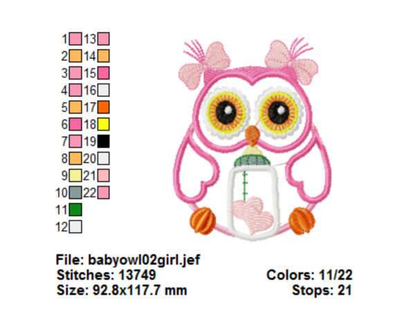 Baby Owl Bird Embroidery Design - Machine Embroidery Pattern - Instant Download Machine Embroidery Designs