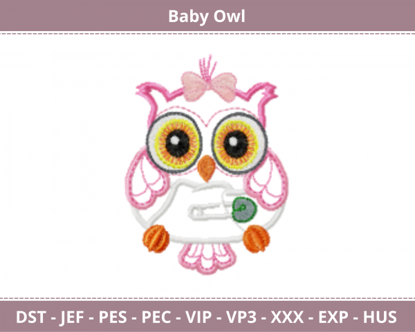 Baby Owl Embroidery Design - Machine Embroidery Pattern - Instant Download Machine Embroidery Designs