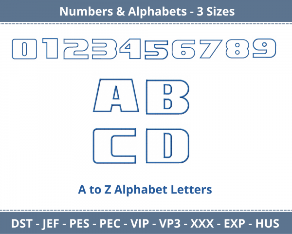 Applique Applique Alphabet & Numbers Embroidery Design - Machine Embroidery Pattern- 3 Sizes -Instant Download Machine Embroidery Designs