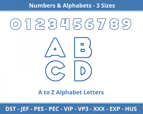 Big Ole Alphabet & numbers Embroidery Design - machine Embroidery Pattern - 3 Sizes - Instant Download Machine Embroidery Designs